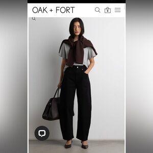 OAK + FORT cream twill barrel Wide Leg Pants